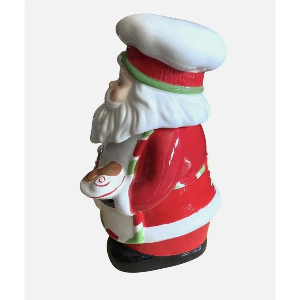 Sleigh Bell Bistro Santa Baker Cookie Jar Ceramic Gingerbread Christmas 11.5